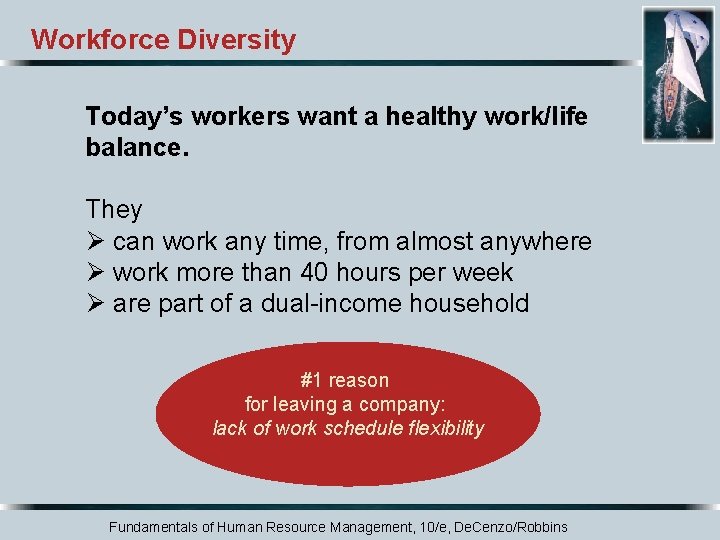 Workforce Diversity Today’s workers want a healthy work/life balance. They Ø can work any