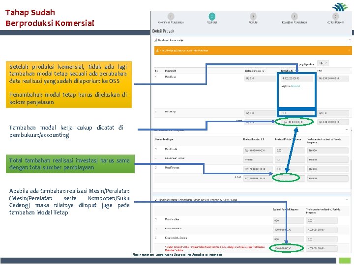 Tahap Sudah Berproduksi Komersial Setelah produksi komersial, tidak ada lagi tambahan modal tetap kecuali