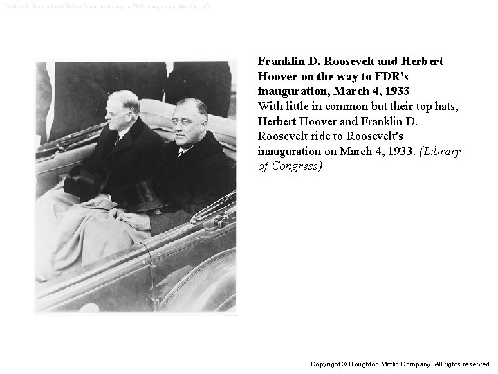Franklin D. Roosevelt and Herbert Hoover on the way to FDR's inauguration, March 4,