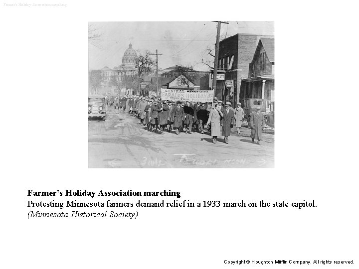 Farmer's Holiday Association marching Protesting Minnesota farmers demand relief in a 1933 march on