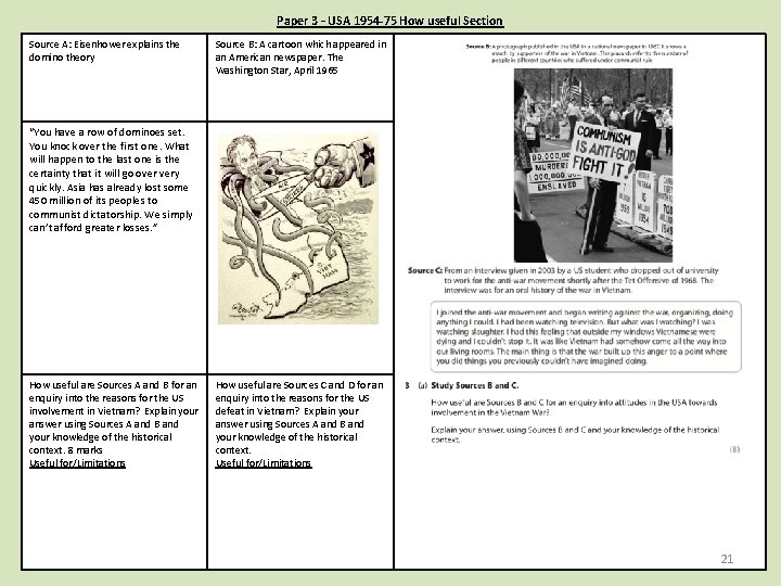 Paper 3 – USA 1954 -75 How useful Section Source A: Eisenhower explains the