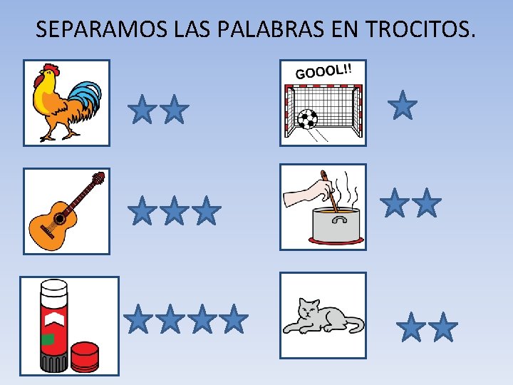 SEPARAMOS LAS PALABRAS EN TROCITOS. SEPARAMOS LAS PALABRAS EN TROCITOS.