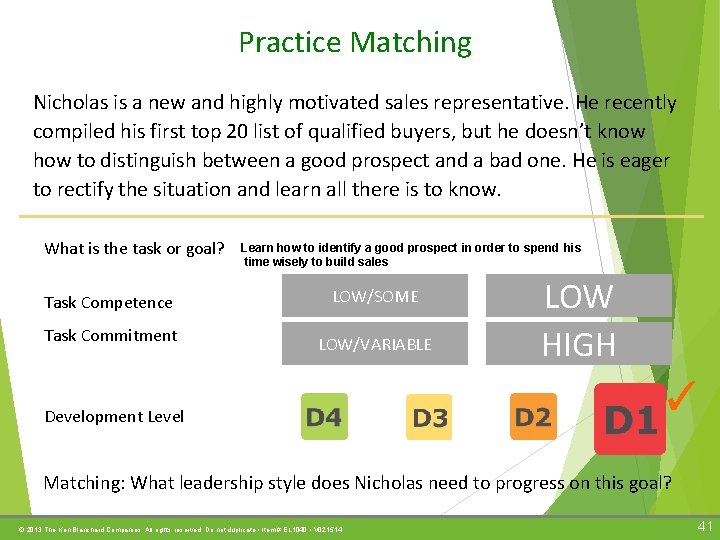 Practice Matching Nicholas is a new and highly motivated sales representative. He recently compiled