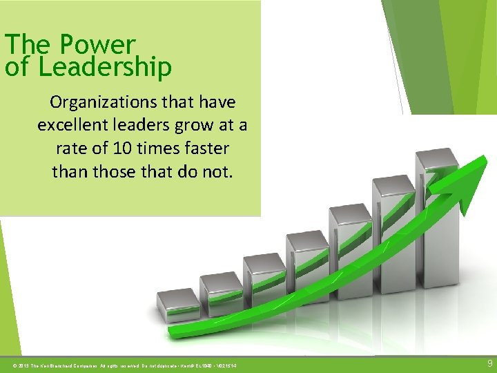 The Power of Leadership Organizations that have excellent leaders grow at a rate of