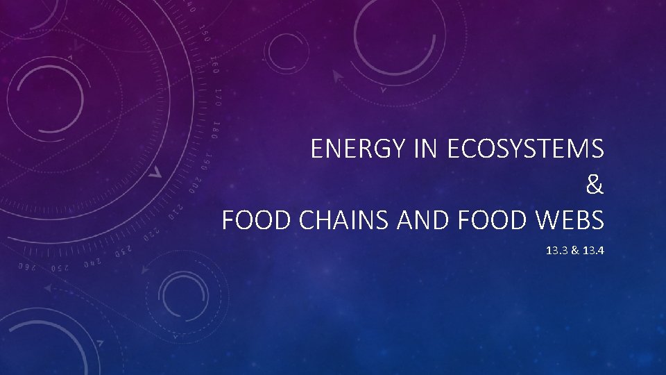 ENERGY IN ECOSYSTEMS & FOOD CHAINS AND FOOD WEBS 13. 3 & 13. 4