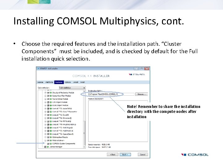 Installing and running COMSOL 4 4 on a