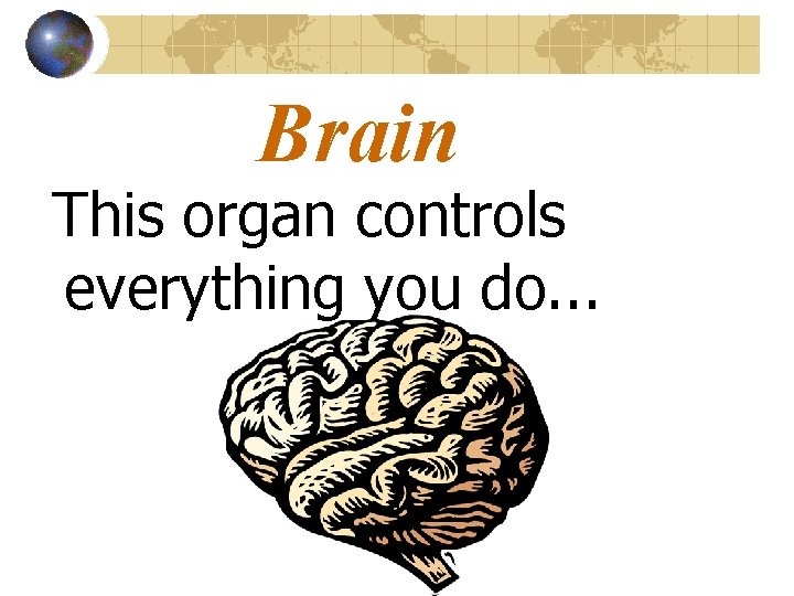 Brain This organ controls everything you do. . . 