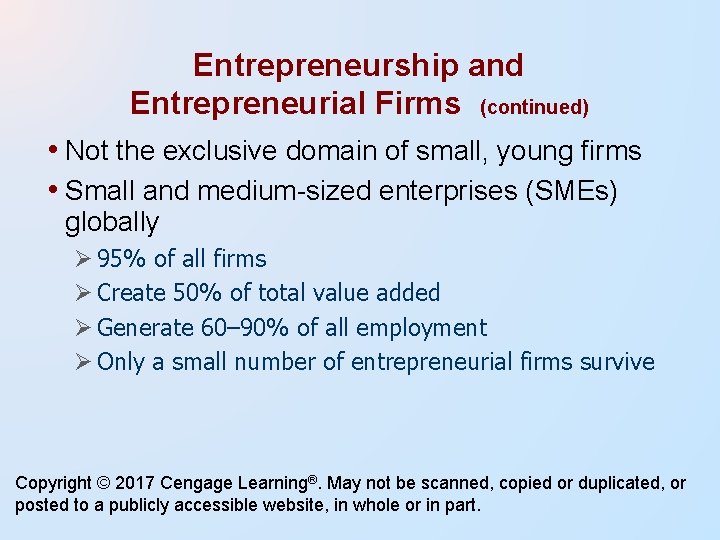 Entrepreneurship and Entrepreneurial Firms (continued) • Not the exclusive domain of small, young firms Entrepreneurship and Entrepreneurial Firms (continued) • Not the exclusive domain of small, young firms