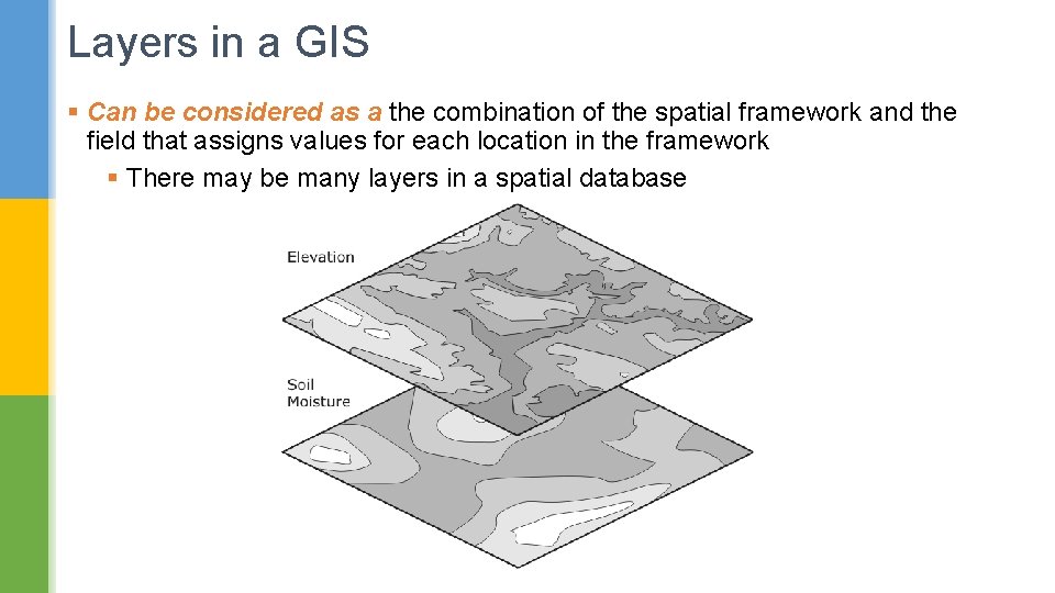Layers in a GIS § Can be considered as a the combination of the