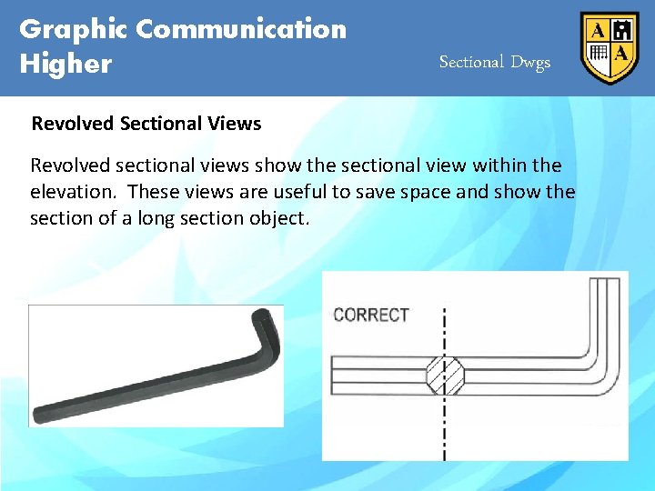 Graphic Communication Higher Sectional Dwgs Revolved Sectional Views Revolved sectional views show the sectional