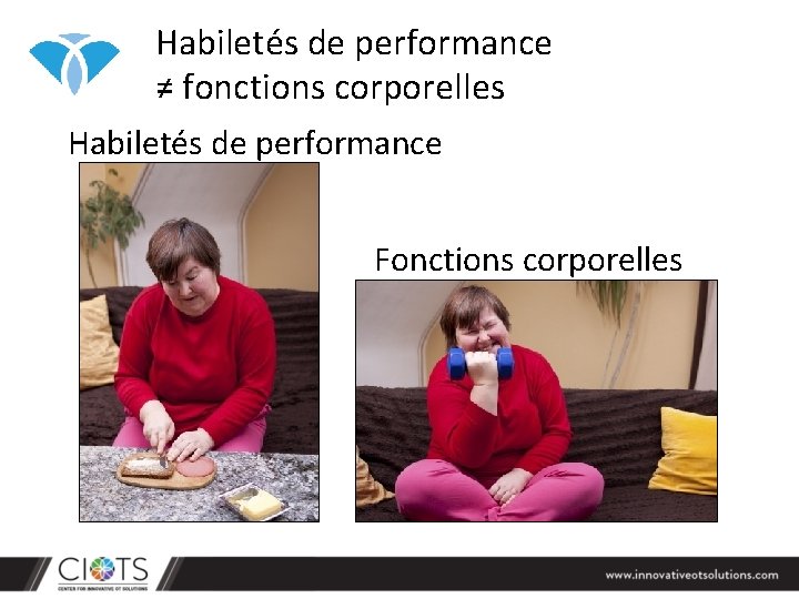 Habiletés de performance ≠ fonctions corporelles Habiletés de performance Fonctions corporelles Habiletés de performance ≠ fonctions corporelles Habiletés de performance Fonctions corporelles