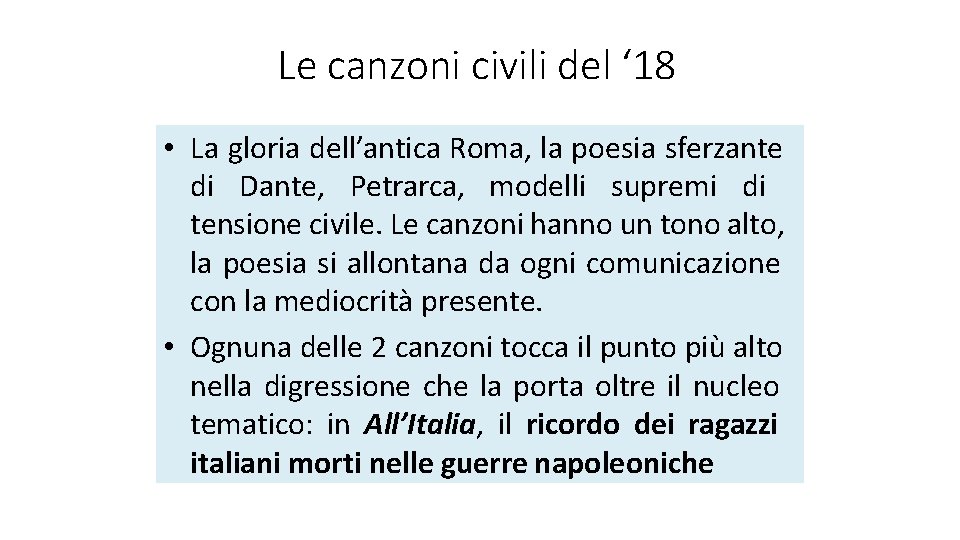 Le canzoni civili del ‘ 18 • La gloria dell’antica Roma, la poesia sferzante