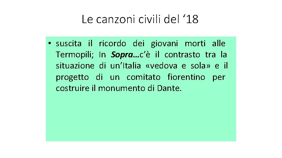 Le canzoni civili del ‘ 18 • suscita il ricordo dei giovani morti alle