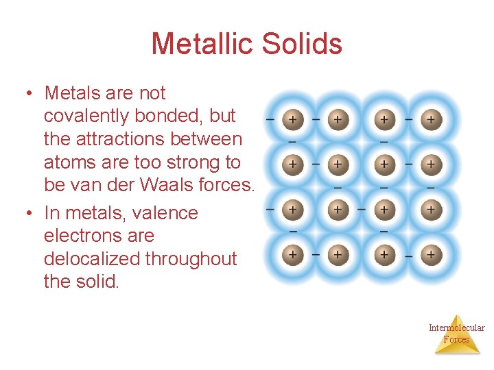 Metallic Solids • Metals are not covalently bonded, but the attractions between atoms are