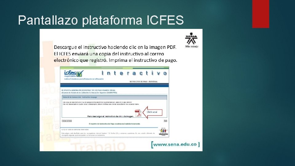 Pantallazo plataforma ICFES Pantallazo plataforma ICFES