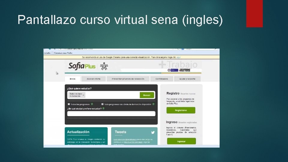 Pantallazo curso virtual sena (ingles) Pantallazo curso virtual sena (ingles)