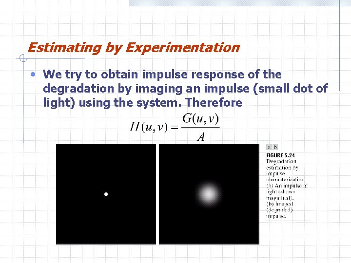 Estimating by Experimentation • We try to obtain impulse response of the degradation by