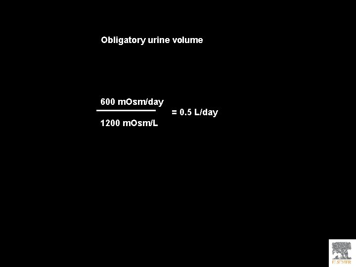 Obligatory urine volume 600 m. Osm/day = 0. 5 L/day 1200 m. Osm/L 