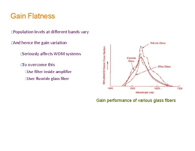 Gain Flatness �Population levels at different bands vary �And hence the gain variation �Seriously