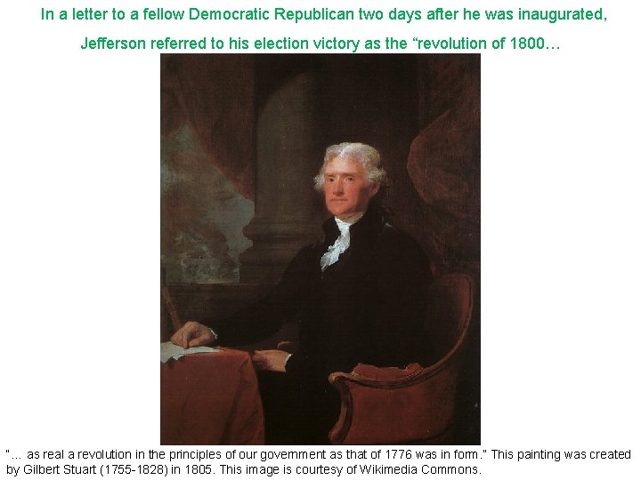 In a letter to a fellow Democratic Republican two days after he was inaugurated,