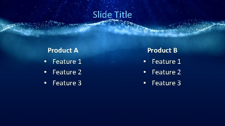 Slide Title Product A • Feature 1 • Feature 2 • Feature 3 Product