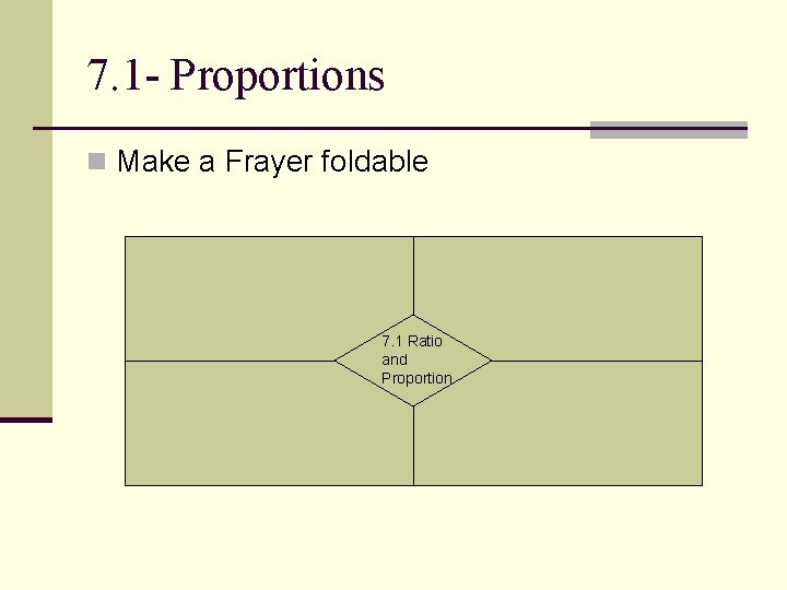 7. 1 - Proportions n Make a Frayer foldable 7. 1 Ratio and Proportion