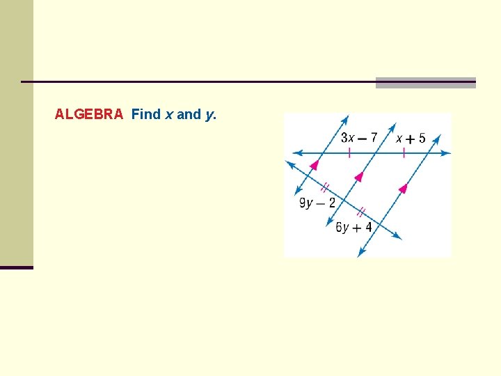 ALGEBRA Find x and y. 