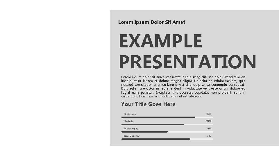 Lorem Ipsum Dolor Sit Amet EXAMPLE PRESENTATION Lorem ipsum dolor sit amet, consectetur adipiscing