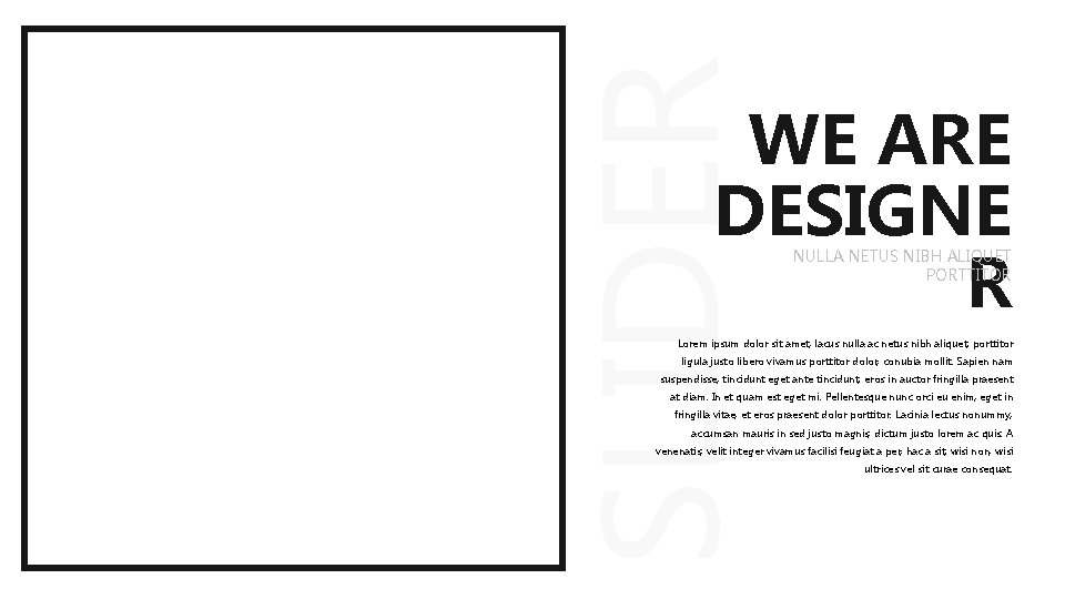 SLIDER WE ARE DESIGNE R NULLA NETUS NIBH ALIQUET PORTTITOR Lorem ipsum dolor sit