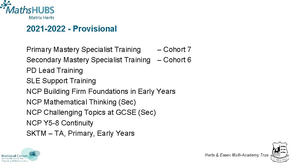2021 -2022 - Provisional Primary Mastery Specialist Training – Cohort 7 Secondary Mastery Specialist