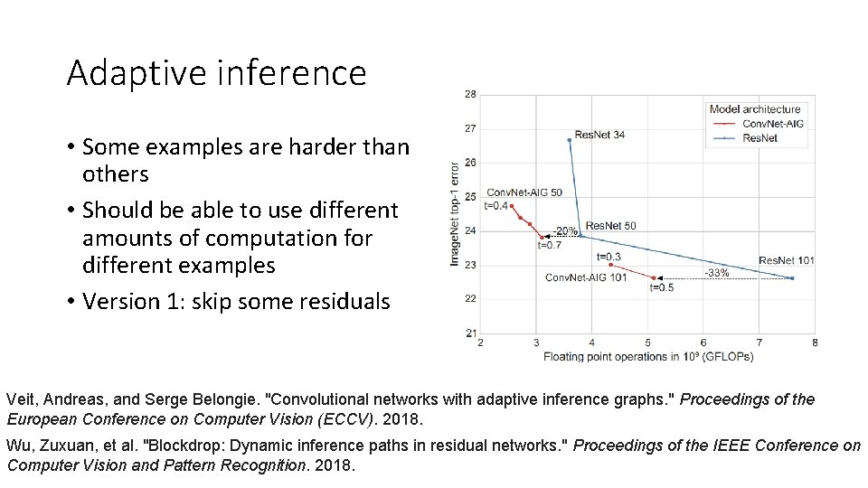 Adaptive inference • Some examples are harder than others • Should be able to