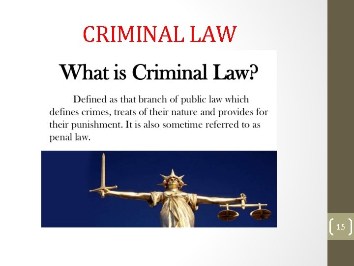 CRIMINAL LAW 15 CRIMINAL LAW 15