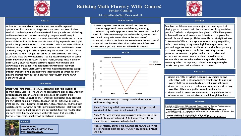 University Logo Building Math Fluency With Games! Krysten Caraang University Logo University of Hawaii