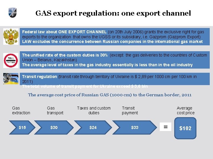 GAS export regulation: one export channel Federal law about ONE EXPORT CHANNEL (on 20 GAS export regulation: one export channel Federal law about ONE EXPORT CHANNEL (on 20