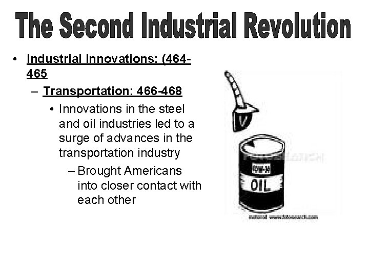 • Industrial Innovations: (464465 – Transportation: 466 -468 • Innovations in the steel
