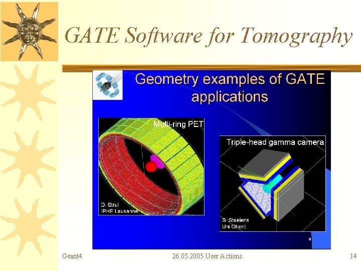 GATE Software for Tomography Geant 4 26. 05. 2005 User Actions 14 
