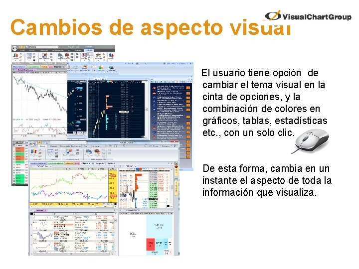 Cambios de aspecto visual El usuario tiene opción de cambiar el tema visual en