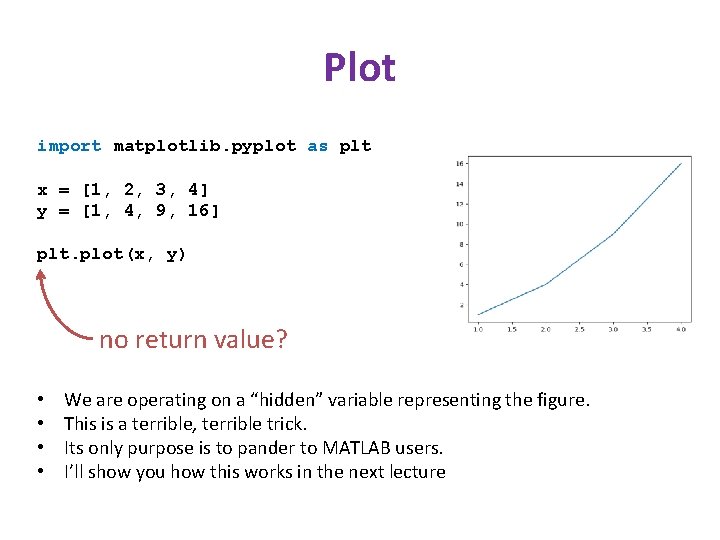 Plot import matplotlib. pyplot as plt x = [1, 2, 3, 4] y =