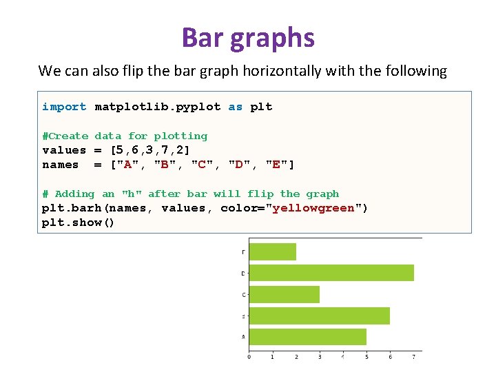 Bar graphs We can also flip the bar graph horizontally with the following import Bar graphs We can also flip the bar graph horizontally with the following import