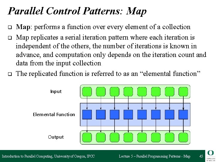 Parallel Control Patterns: Map q q q Map: performs a function over every element