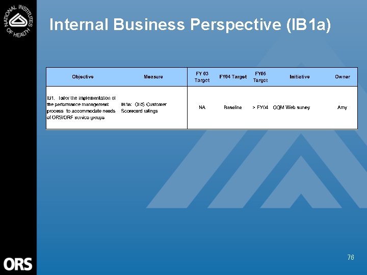 Internal Business Perspective (IB 1 a) 76 