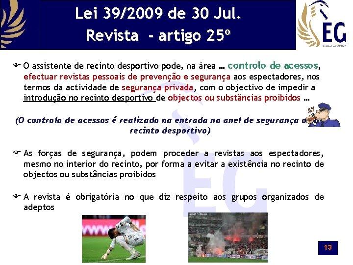 Lei 39/2009 de 30 Jul. Revista - artigo 25º F O assistente de recinto