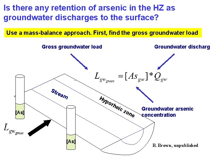 Is there any retention of arsenic in the HZ as groundwater discharges to the