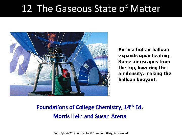 12 The Gaseous State of Matter Air in a hot air balloon expands upon