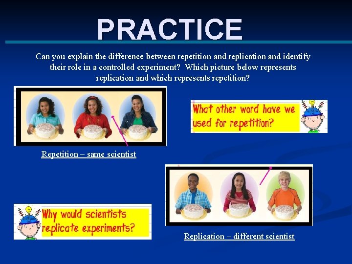 PRACTICE Can you explain the difference between repetition and replication and identify their role