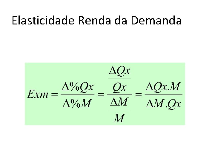 Elasticidade Renda da Demanda 