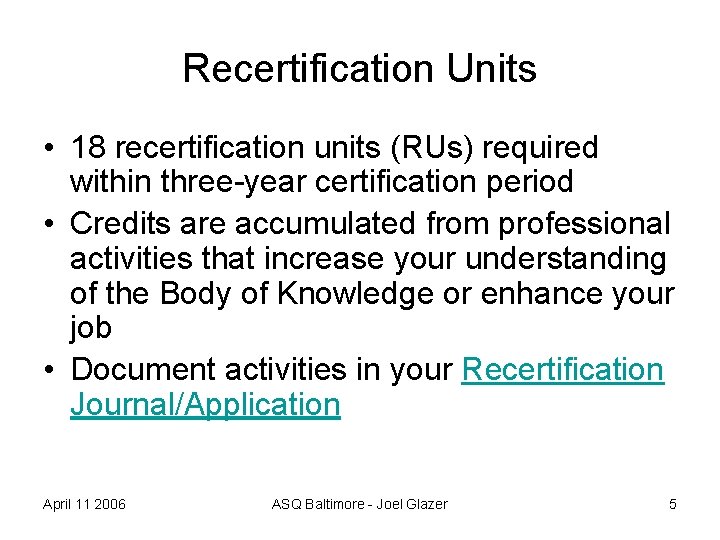 Todays Tutorial Maintaining ASQ Certifications Advancement to Senior