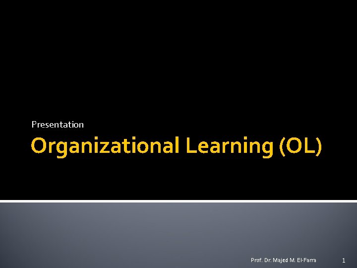 Presentation Organizational Learning OL Prof Dr Majed M