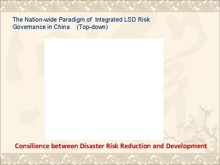 The Nation-wide Paradigm of Integrated LSD Risk Governance in China (Top-down) Consilience between Disaster