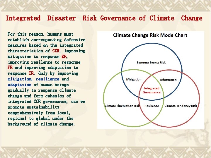 Integrated Disaster Risk Governance of Climate For this reason, humans must establish corresponding defensive